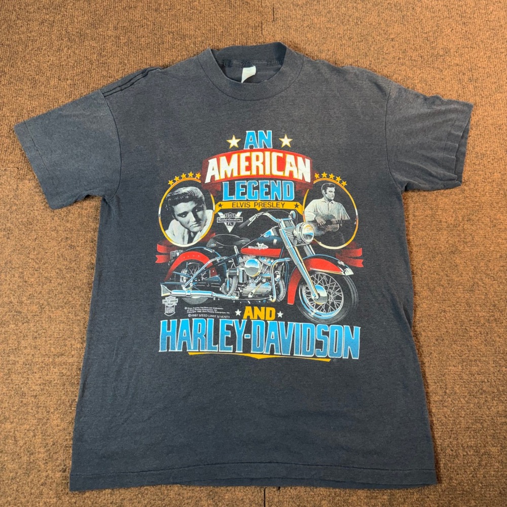Vintage Harley-Davidson Elvis Presley T-Shirt 1987 American Legend Black Small